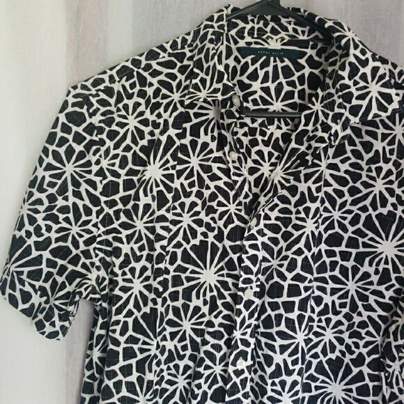 Perry Ellis Abstract Button-Front Shirt Short Sleeve Men's Size XL - Picture 4 of 10